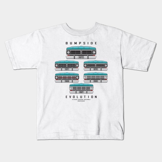 Bumpside Truck Evolution with Bumpers 1967-1972 Kids T-Shirt by RBDesigns